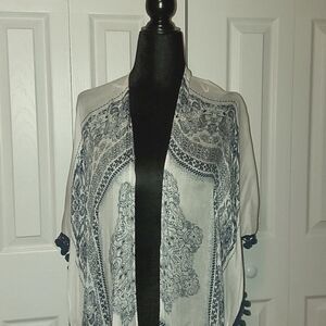 Blue and White Kimono/Beach coverup